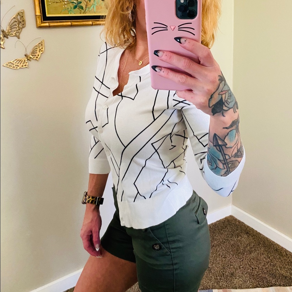 Halogen white 3/4 sleeve cardigan